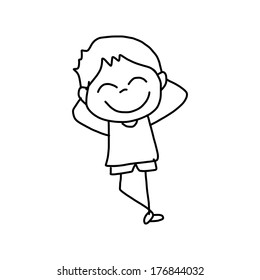 cartoon hand-drawn happy kid character