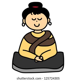 cartoon hand-drawn meditation illustration