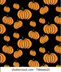 Cartoon hand-drawn pumpkin pattern. Background design. For cards, prints, decoration. 