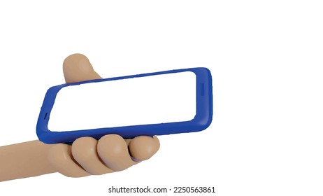 cartoon hands 3d rendering. CELL PHONE cartoon, vector.
