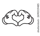 Cartoon Hands Forming a Heart Shape Conveying Love and Affection in a Sweet and Whimsical Design