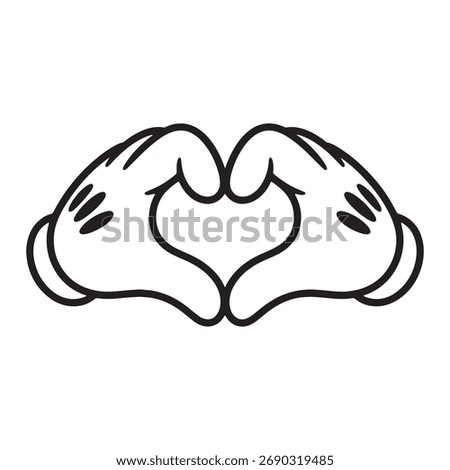 Cartoon Hands Forming a Heart Shape Conveying Love and Affection in a Sweet and Whimsical Design