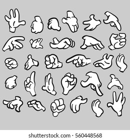  Cartoon Hands Gesture Collection, Filled, Hand Drawn Vector Artwork