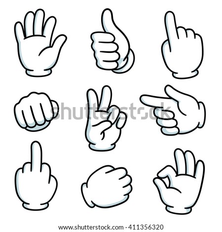 Cartoon Hands Gesture Set Traditional Cartoon Stock Vector (Royalty ...