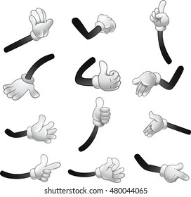 Cartoon hands gloves collection. Vector illustration
