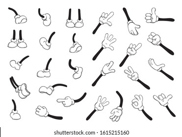 Cartoon hands and legs big set. Cute leg in boots and gloved hand collection - Shutterstock ID 1615215160