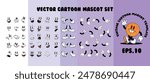 cartoon hands, legs and faces, mascot set: vector 1930