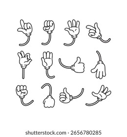 Conjunto de ilustraciones lineales de manos de dibujos animados