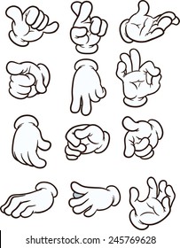 Cartoon hands making different gestures. Vector clip art illustration. Each on a separate layer.