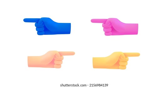 Cartoon Hände mit Zeigegegesten. 3D-Vektorelemente einzeln auf Weiß
