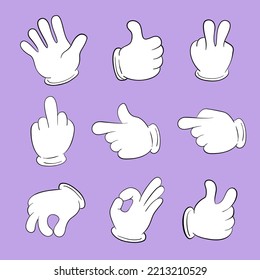 Cartoon hands set, different gestures.