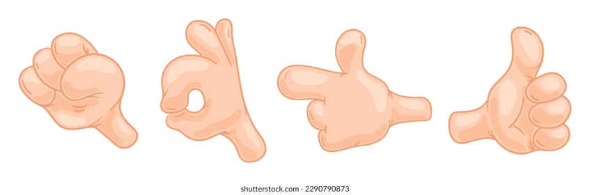 Cartoon Hands Showing Different Gestures Vector Set