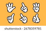 Cartoon hands showing different numbers and gestures