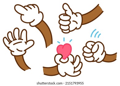 Cartoon hands vector set isolated on a white background.