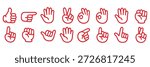  Cartoon hands in white gloves showing various gestures like thumbs up, peace sign, pointing, fist, and open palms.