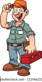 Cartoon handy man. Vector illustration with simple gradients. All in a single layer.