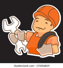 Cartoon handyman. Vector illustration. 