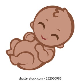 Cartoon happy afro child - vector illustration for baby shower