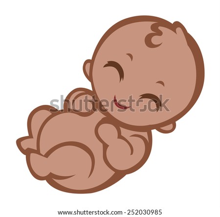 Cartoon happy afro child - vector illustration for baby shower