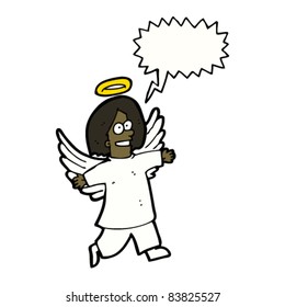 cartoon happy angel with speech bubble
