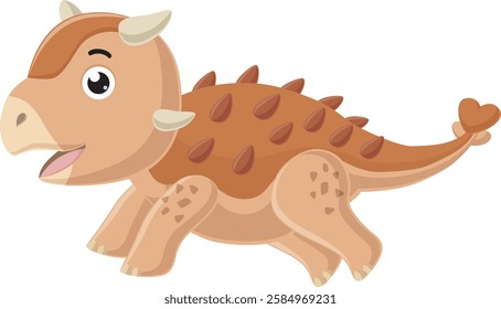 Cartoon happy ankylosaurus on white background