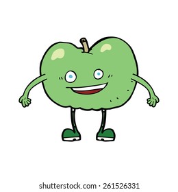 caricatura de manzana feliz
