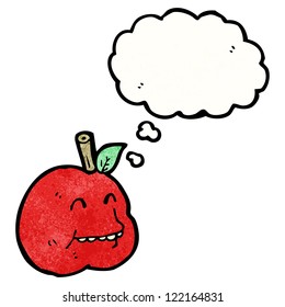 Cartoon-Apfel mit Gedankenblase