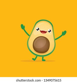 cartoon happy avocado character isolated on white background. vector fruit funky character