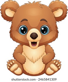 Cartoon happy baby brown bear 