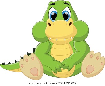 cartoon happy baby crocodile sitting