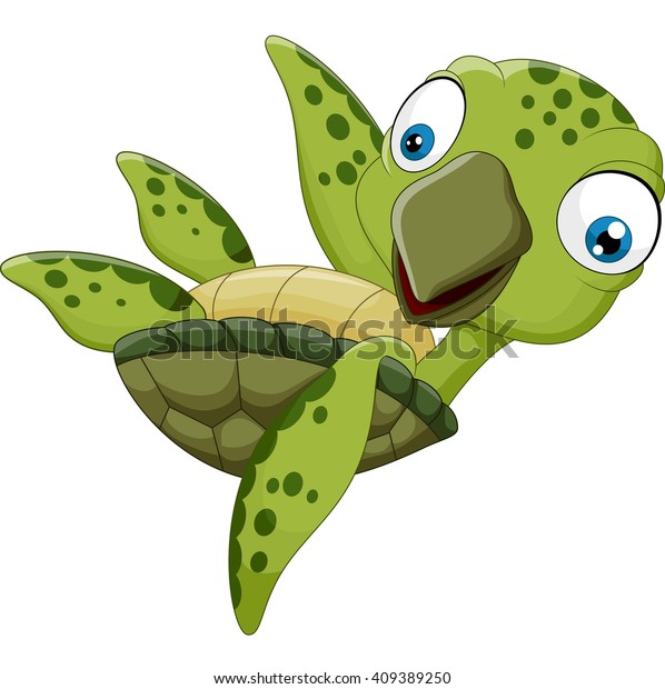 Cartoon Happy Baby Turtle Stock Vector (Royalty Free) 409389250