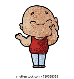 cartoon happy bald man