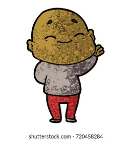 cartoon happy bald man