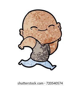 cartoon happy bald man