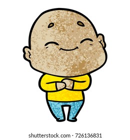 cartoon happy bald man