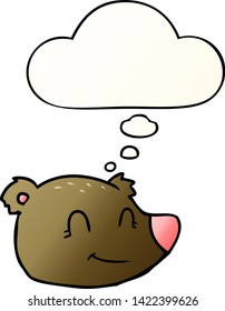 cartoon happy bear face with thought bubble in smooth gradient style
