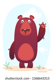 Cartoon happy bear. Vector illustration isolated