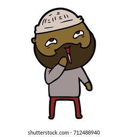 caricatura de hombre barbudo feliz