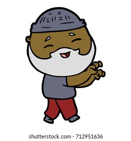caricatura de hombre barbudo feliz