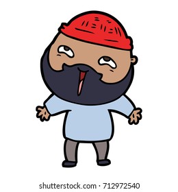 caricatura de hombre barbudo feliz