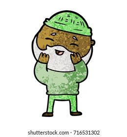 cartoon happy bearded man