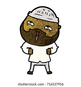 caricatura de hombre barbudo feliz