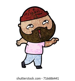 caricatura de hombre barbudo feliz