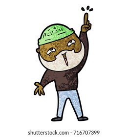 desenho animado homem barbudo feliz