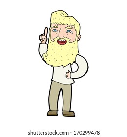 cartoon happy bearded man with idea