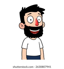 cartoon of a happy bearded man vector