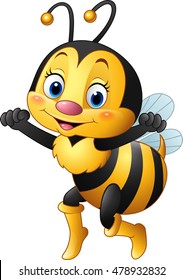 Cartoon happy bee