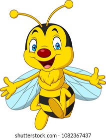 Cartoon happy bee isolated on white background