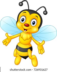 Cartoon happy bee isolated on white background