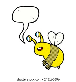 cartoon happy bee with speech bubble